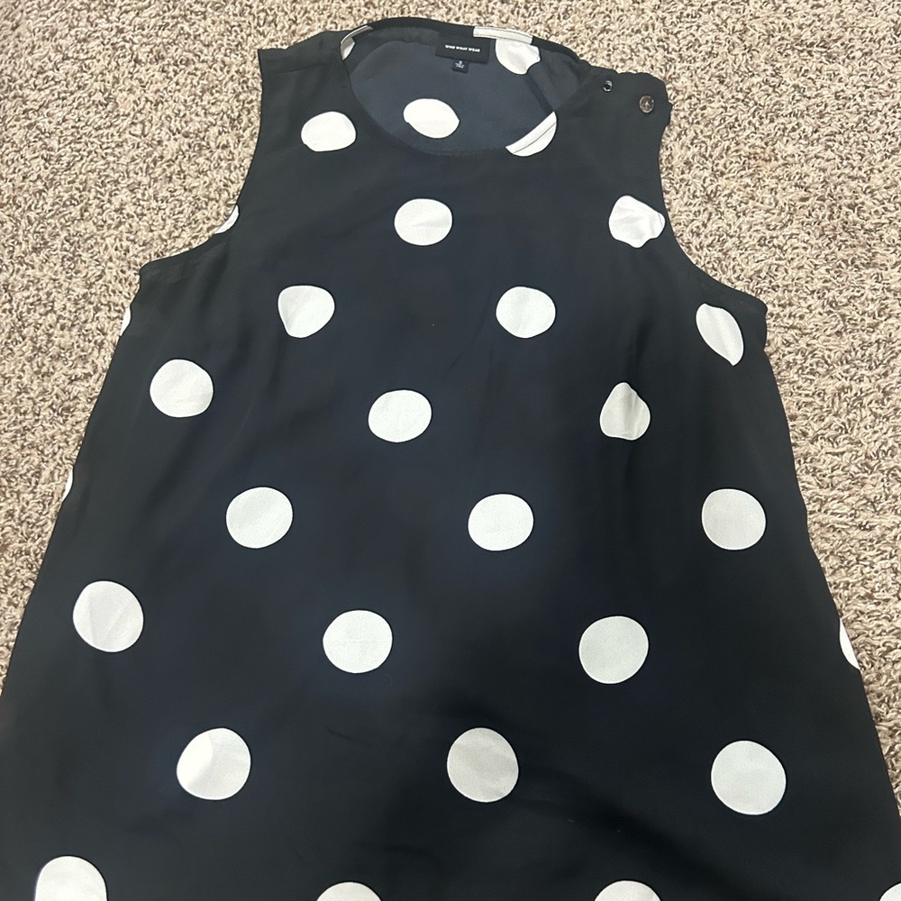 Black and White Polka Dot Sleeveless Top